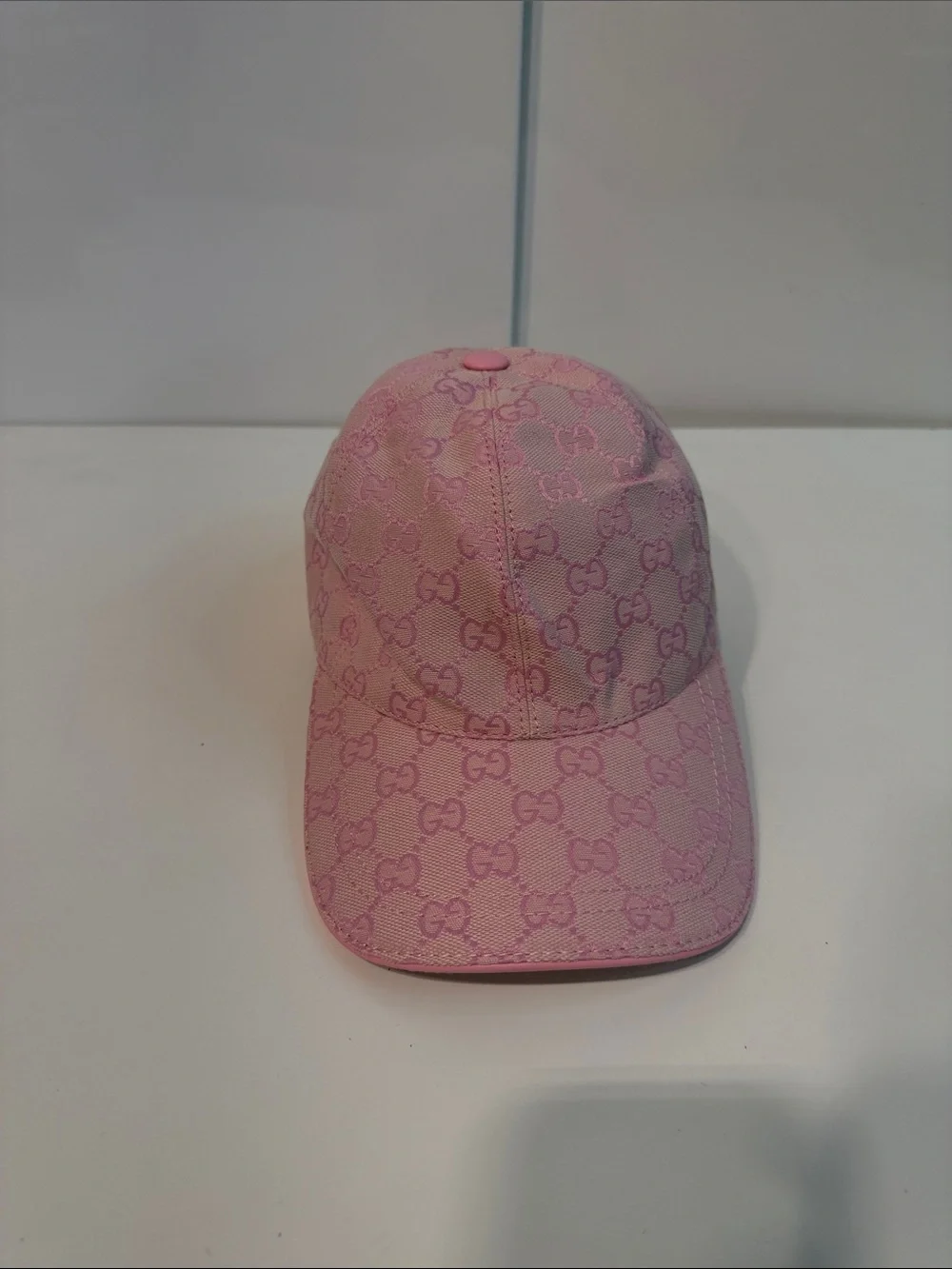 Used Pink GG monogram ball cap Gucci hat